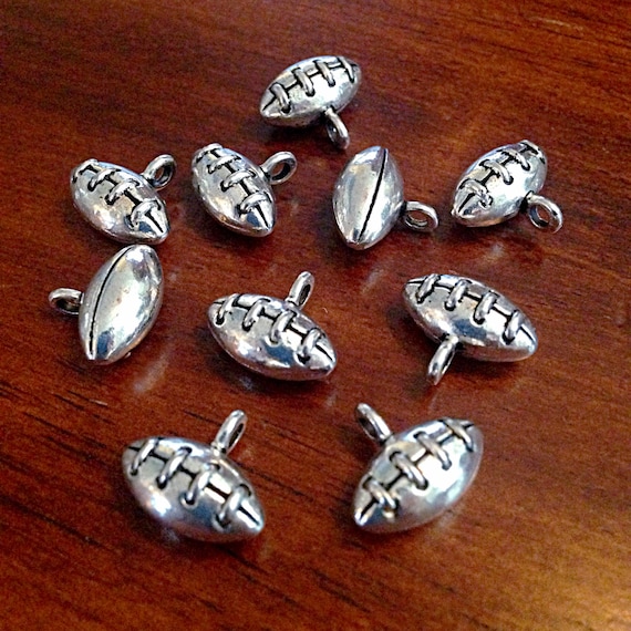 10/20/30PCS Sports Football Charms Pendant for Jewelry Metal