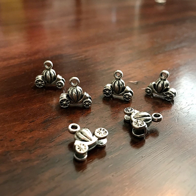 Cinderella Carriage Charms Findings Antique Silver Charms Doublesided Charms 3-D Pumpkin Carriage Charms 20pcs Pumpkin Carriage Charms