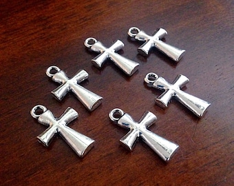 20pcs Cross Charms, Silver Cross Charms, Antique Silver Charms, Silver Cross Pendants, Rosary Charms, Double Sided Cross Charms, Findings