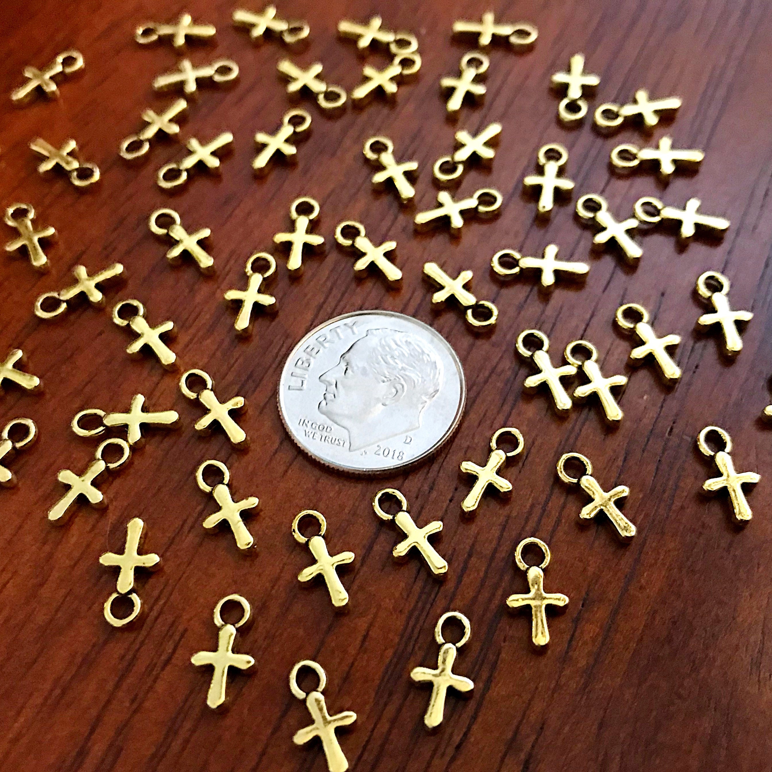 Cross Charms 50pcs Gold Tone Cross Charms Tiny Cross Charms Etsy