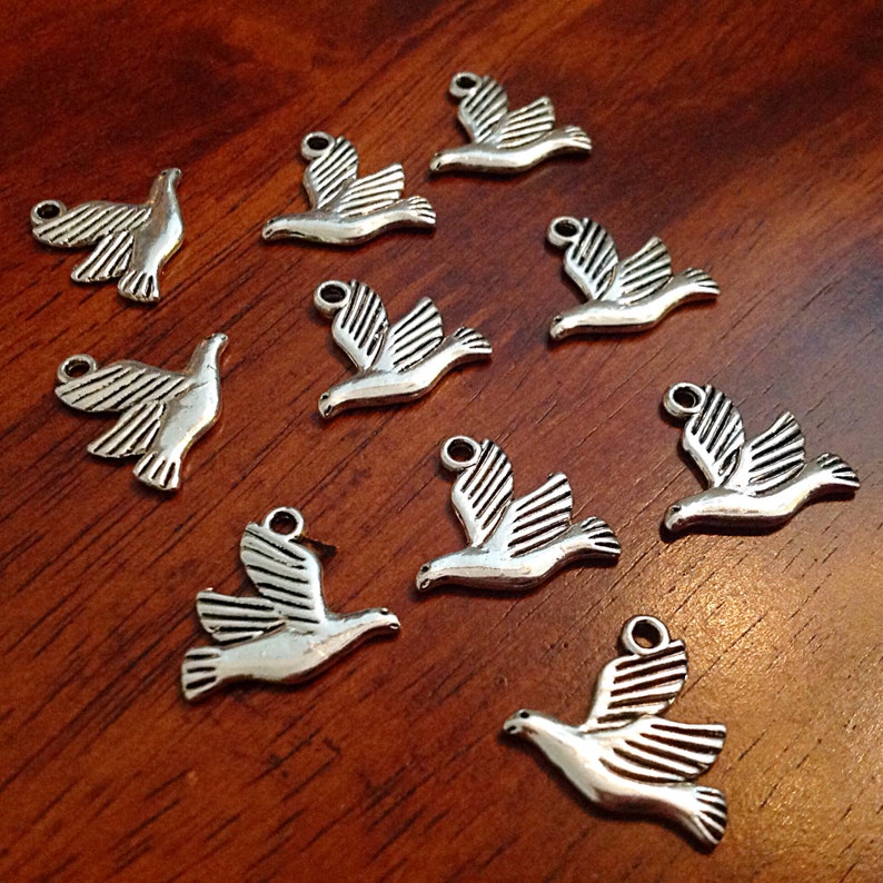 20pcs Craft Supplies Double Sided Dove Charms Dove Charms Armor of God Charm Findings Bird Charms Turtle Dove Charms