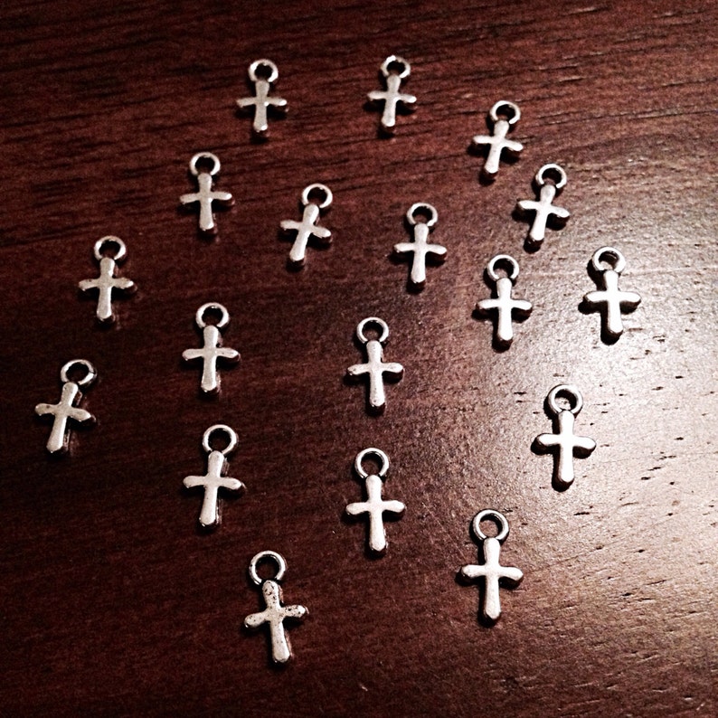 Cross Charms, 25pcs, Silver Cross Charm, Tiny Cross Charms, Christian Charms, Necklace Charms, Bracelet Charms, Findings image 5