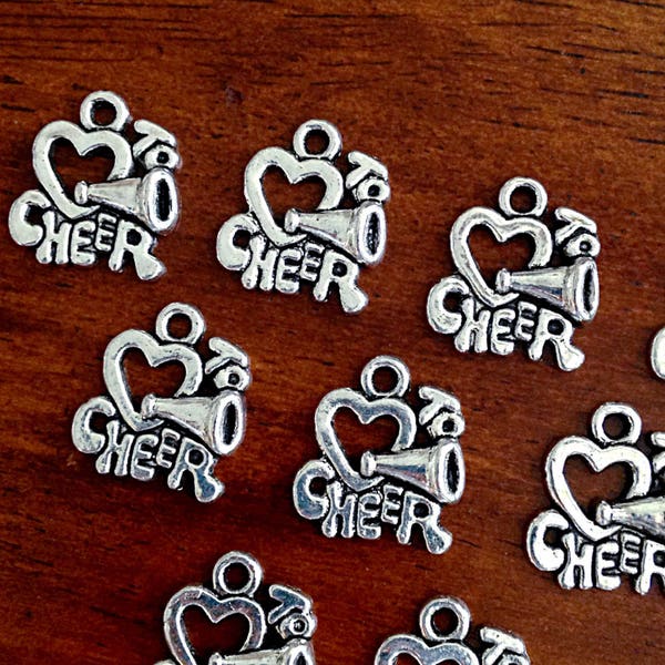 20pcs Cheerleading Charms, Love to Cheer Charms, Cheer Charms, Cheerleader Charms, Sports Charms, Findings, Craft and Jewelry Supplies