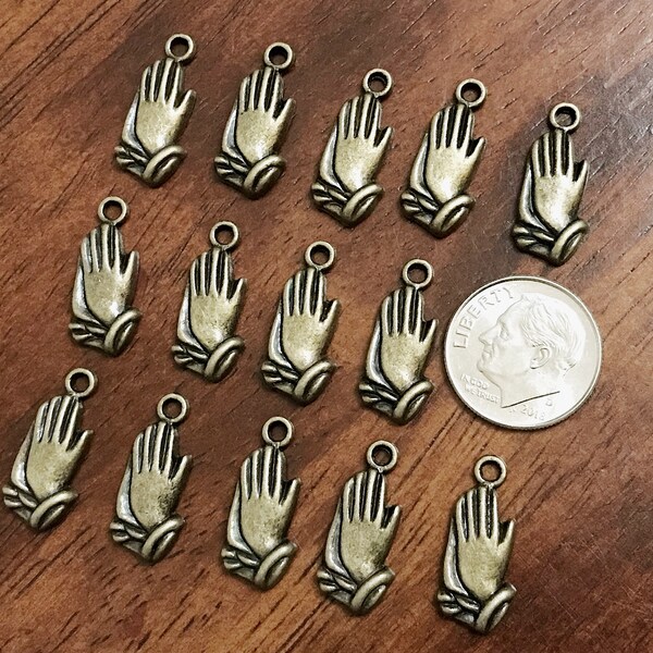 50 Praying Hand Charms, Prayer Charms, Charms Bulk, Armor of God Charm, Bronze Praying Hands Charms, Rosary Charms, Findings