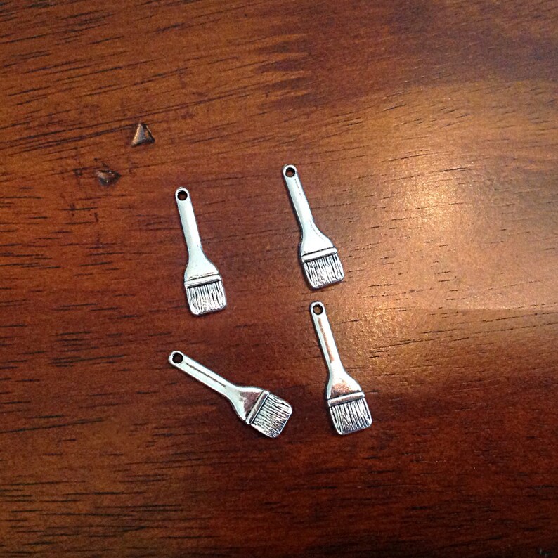 12 Paint Brush Charms Antique Silver Charms Paint Brush Etsy