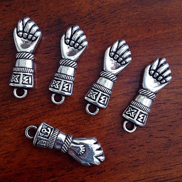 8pcs Figa Pendants, Figa Fist Charms, Antique Silver Charms, Brazilian Figa Charms, Good Luck Amulet, Meditation, Om, Buddha, Findings