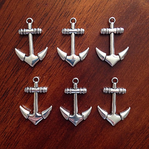 Bulk 20 Anchor Charms Antique Silver Charms Silver Anchor Etsy