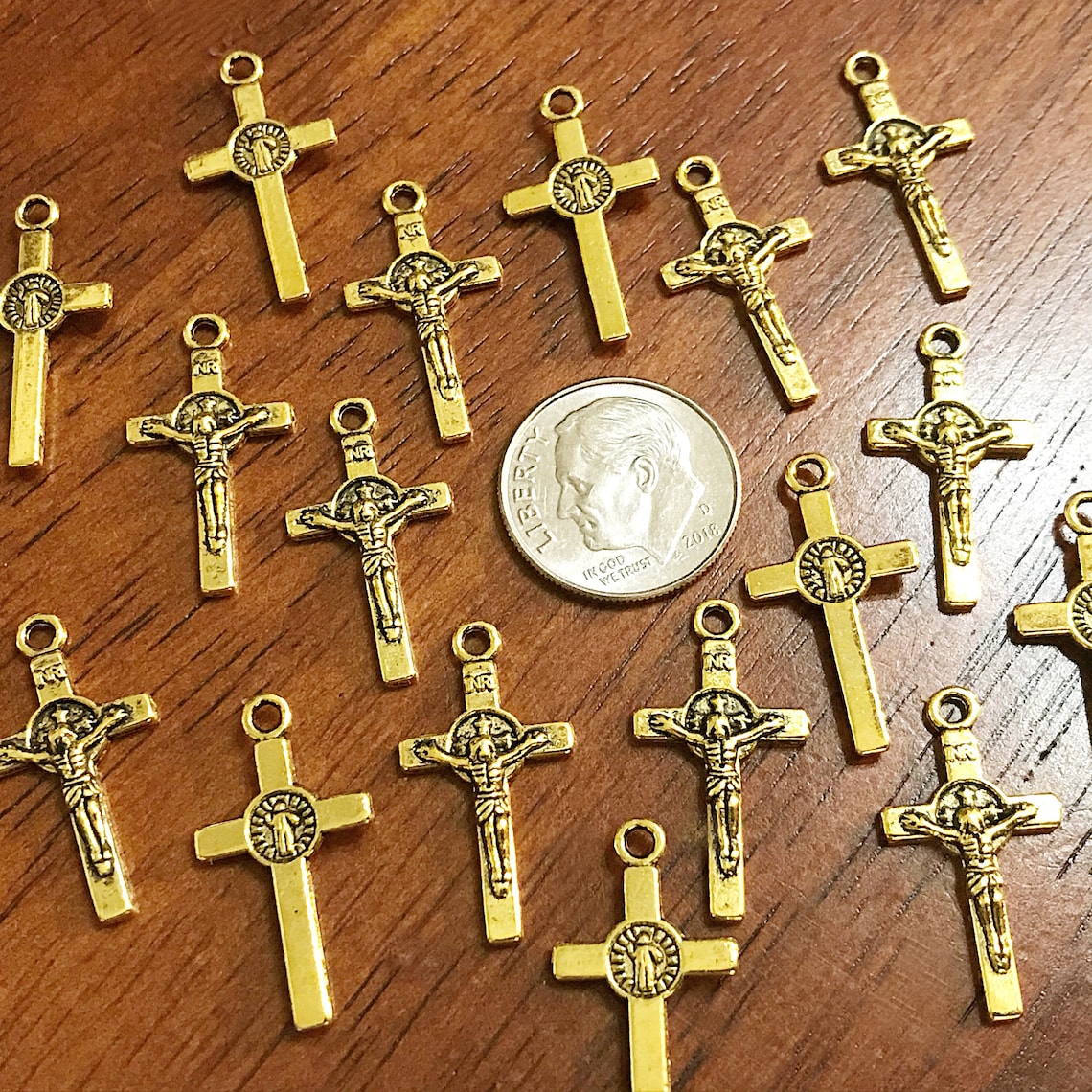 15pcs Gold Cross Charms Antique Gold Cross Charm Crucifix - Etsy