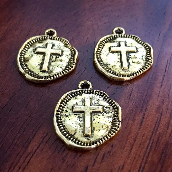 20pcs, Cross Charms, Antique Gold Cross Charms, Beautiful Cross Charms,  Cross Pendants, Fancy Cross Charms, 2 Sided Cross Charms, Findings 