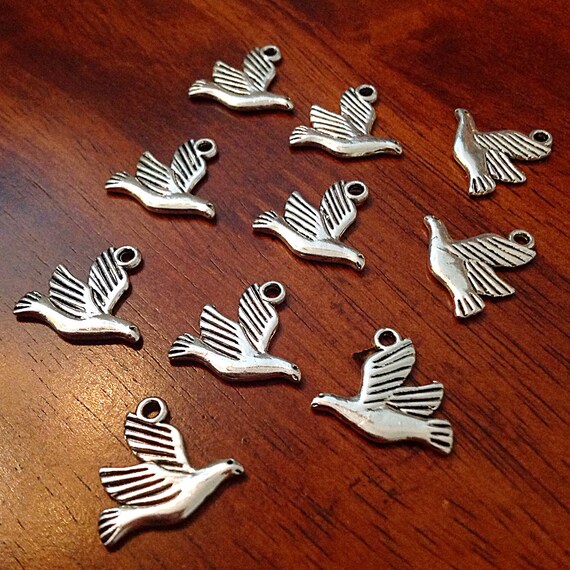 20pcs Craft Supplies Double Sided Dove Charms Dove Charms Armor of God Charm Findings Bird Charms Turtle Dove Charms