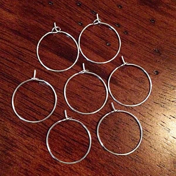 Bulk 100 Wine Glass Charms, Silver Wine Glass Rings, Earring Hoops, Silver Wine Glass Charms, Findings, Jewelry and Craft Supplies