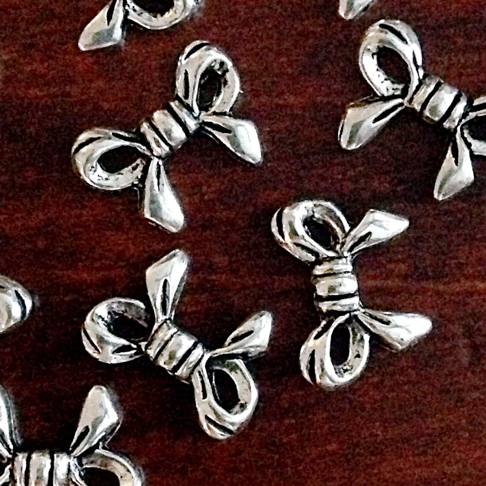 Bulk 25 Bow Charms Antique Silver Charms Silver Bows Etsy