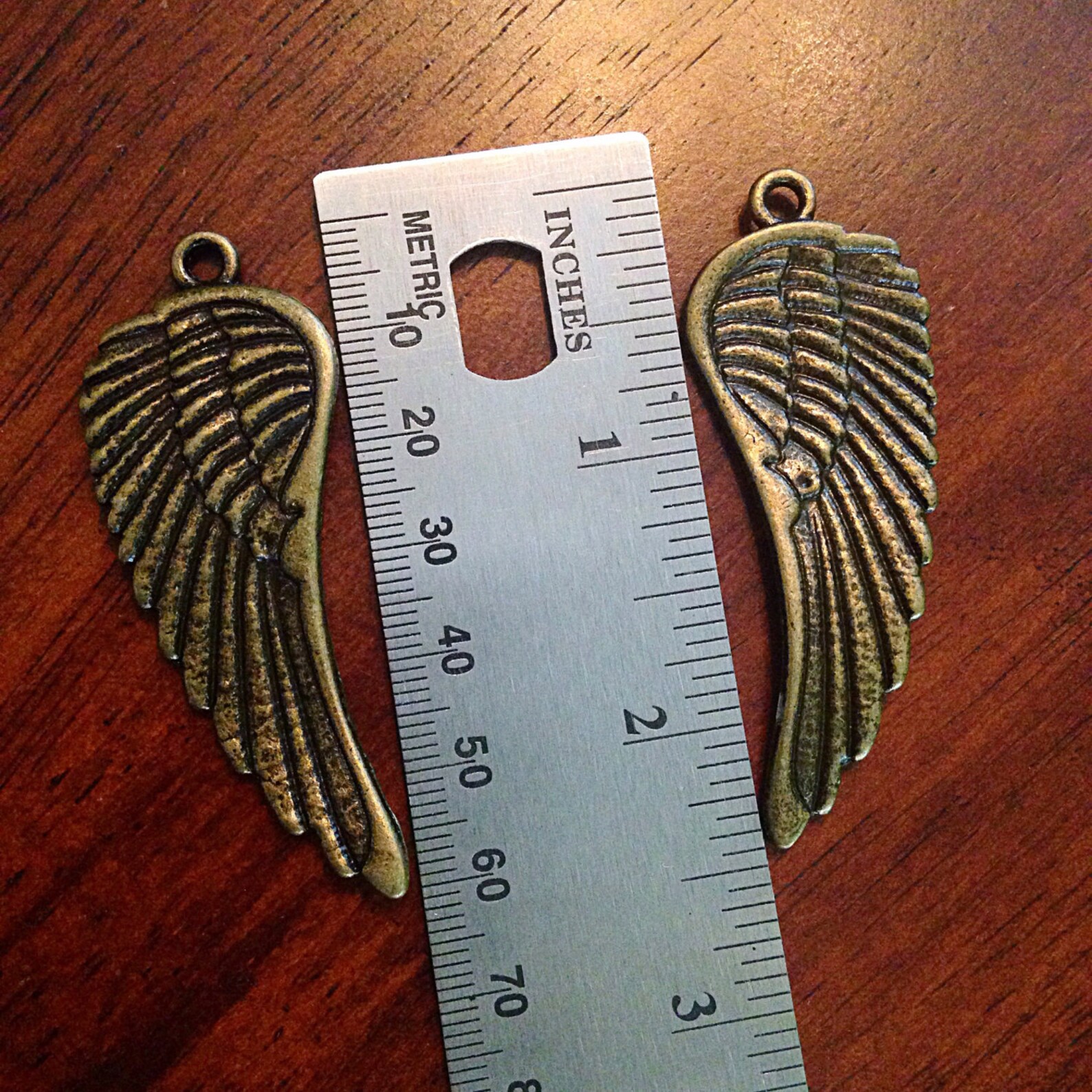 5 Large Bronze Wing Pendants Antique Bronze Wing Angel Wing Etsy