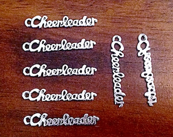 Bulk 20 Cheerleader Charms, Antique Silver Charms, Cheer Charms, Football Charms, Sports Charms, Findings, Craft and Jewelry Supplies