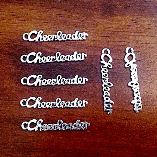 Bulk 20 Cheerleader Charms Antique Silver Charms Cheer Etsy