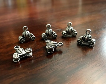 10pcs Pumpkin Carriage Charms, Antique Silver Charms, 3-D Pumpkin Carriage Charms, Cinderella Carriage Charms,  Doublesided Charms, Findings