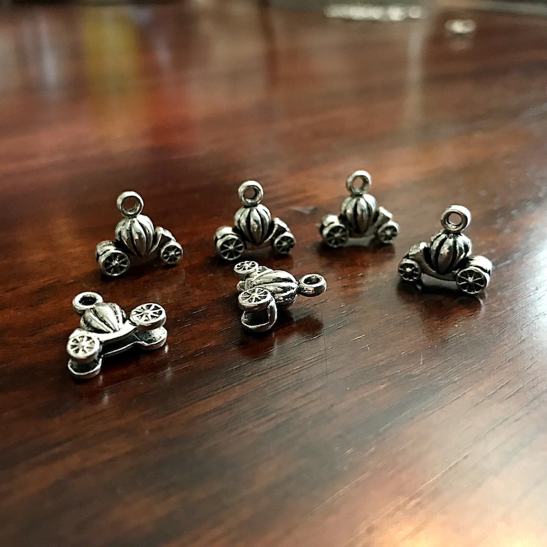 Cinderella Carriage Charms Findings Antique Silver Charms Doublesided Charms 3-D Pumpkin Carriage Charms 20pcs Pumpkin Carriage Charms