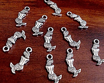 25pcs, Mermiad Charms, Antique Silver Charms, Silver Mermaid Charms, Double Sided Mermaid Charms, Fish Charms, Crafts and Jewelry Supplies