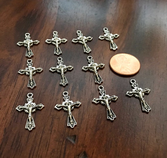 20pcs Small Jesus on Cross Crucifix Charms for Bracelet Earrings