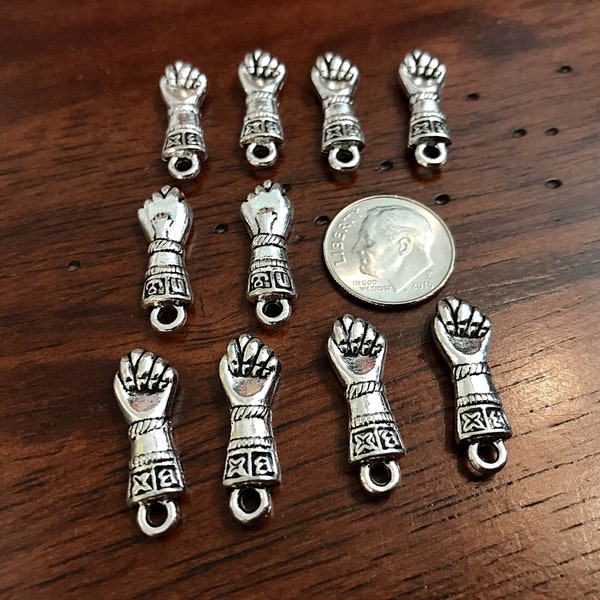 12pcs, Small Figa Fist Charms, Antique Silver Charms, Good Luck Amulet Charm, Meditation Charm, Om, Buddha, Crafts and Jewelry Supplies