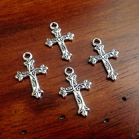 20pcs, Cross Charms, Antique Silver Charms, Cross Pendants, Crucifix Charms, Fancy Cross Charms, Findings, Crafts and Jewelry Supplies