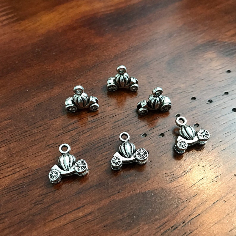 Cinderella Carriage Charms Findings Antique Silver Charms Doublesided Charms 3-D Pumpkin Carriage Charms 20pcs Pumpkin Carriage Charms