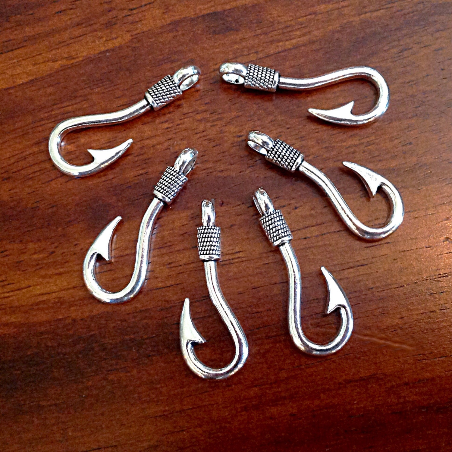 Bulk 20 Large Fish Hook Charms Fishhook Charms Antique Etsy