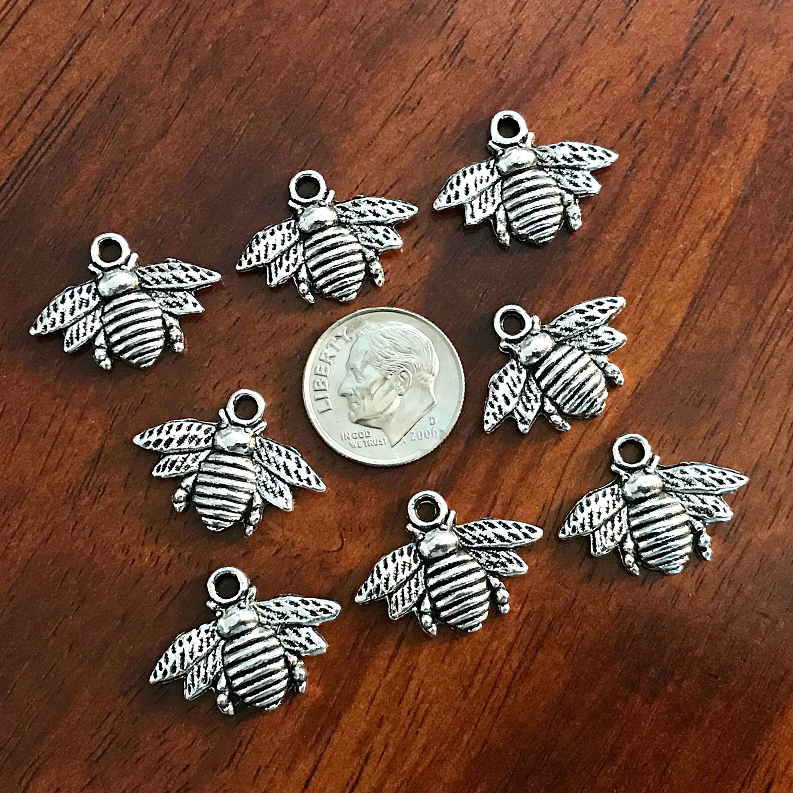 Bulk 20 Bee Charms Antique Silver Bee Charms Honey Bee Etsy