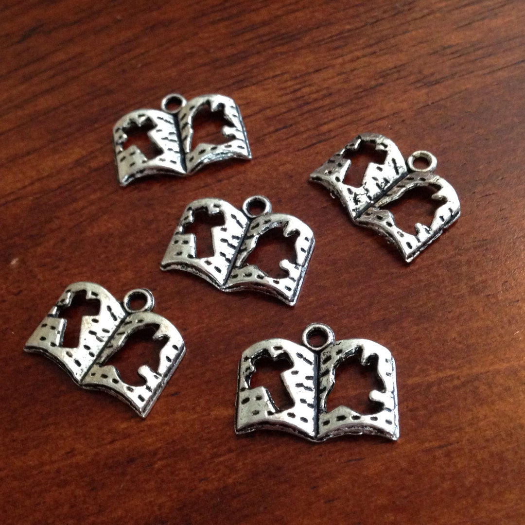 Bulk 50 Bible Charms, Full Amor of God Charms, Antique Silver Charms