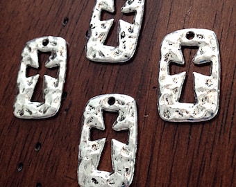 Bulk 20 Cross Charms, Antique Silver Charms, Silver Cross Charms, Inside Cross Charms, Double Sided Cross Charms, Findings
