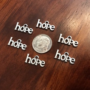 Hope Charms, 40pcs, Antique Silver Hope Charms, Silver Hope Charms, Cancer Awareness Charms, Hope Ribbon Charms, Word Hope Charms, Findings