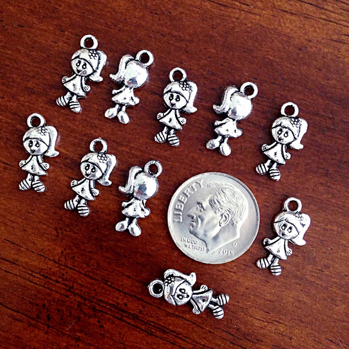 Bulk 30 Little Girl Charms Antique Silver Charms Girl Etsy