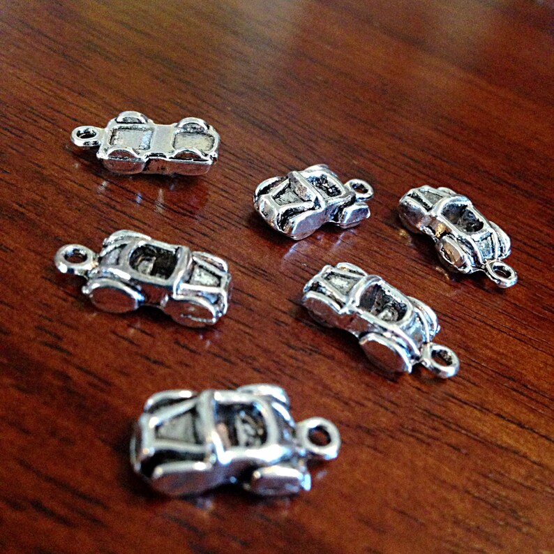 10 Car Charms Antique Silver Charms 3D Race Car Charms Etsy