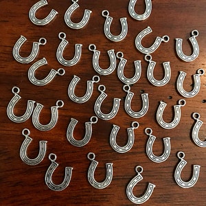 40pcs, Horseshoe Charms, Lucky Horseshoe Charms, Silver Horseshoe Charms, Small Horseshoe Charms, Craft and Jewelry Supplies, Findings