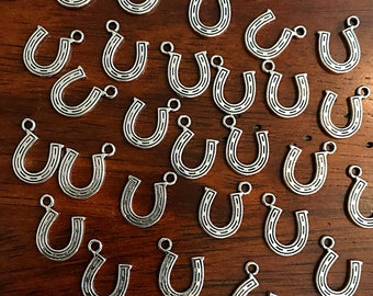 40pcs, Horseshoe Charms, Lucky Horseshoe Charms, Silver Horseshoe Charms, Small Horseshoe Charms, Craft and Jewelry Supplies, Findings