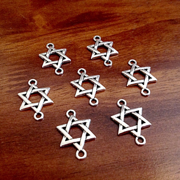 20 Star of David Connectors, Star of David Pendant Connectors, Hexagram Charms, 6 Point Star, Jewish Charms, Connector Charms, Findings