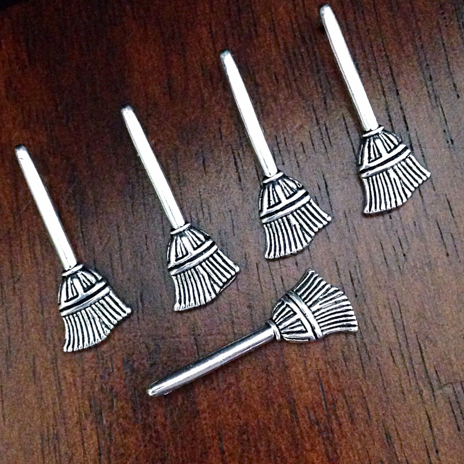 10 Broom Charms Antique Silver Broom Charms Halloween Etsy