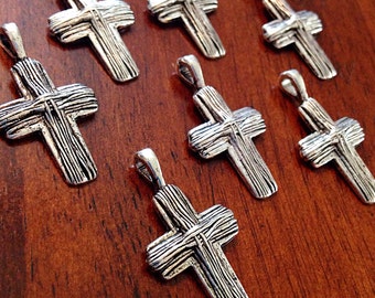 10 Cross Charms, Antique Silver Charms, Silver Cross Charms, Cross, Silver Cross, Crusafix Charms, Jewelry and Craft Supplies, Findings