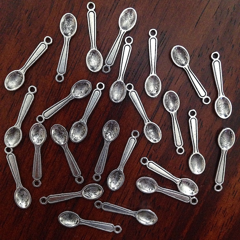 Bulk 50 Spoon Charms Antique Silver Spoon Charms Silverware Etsy