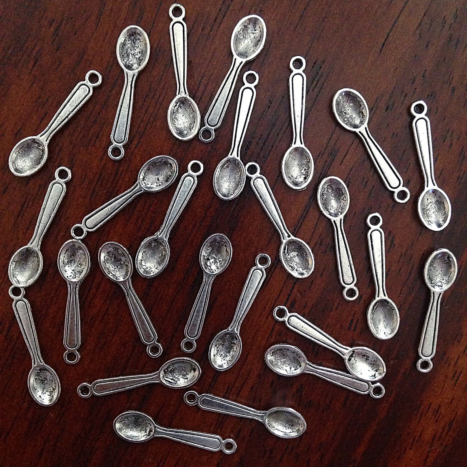 Bulk 50 Spoon Charms Antique Silver Spoon Charms Silverware Etsy