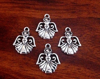 Bulk 20 Angel Charms, Antique Silver Charms, Angel Charms, Angel Wing Charms, Angel Pendants, Findings, Craft and Jewelry Supplies