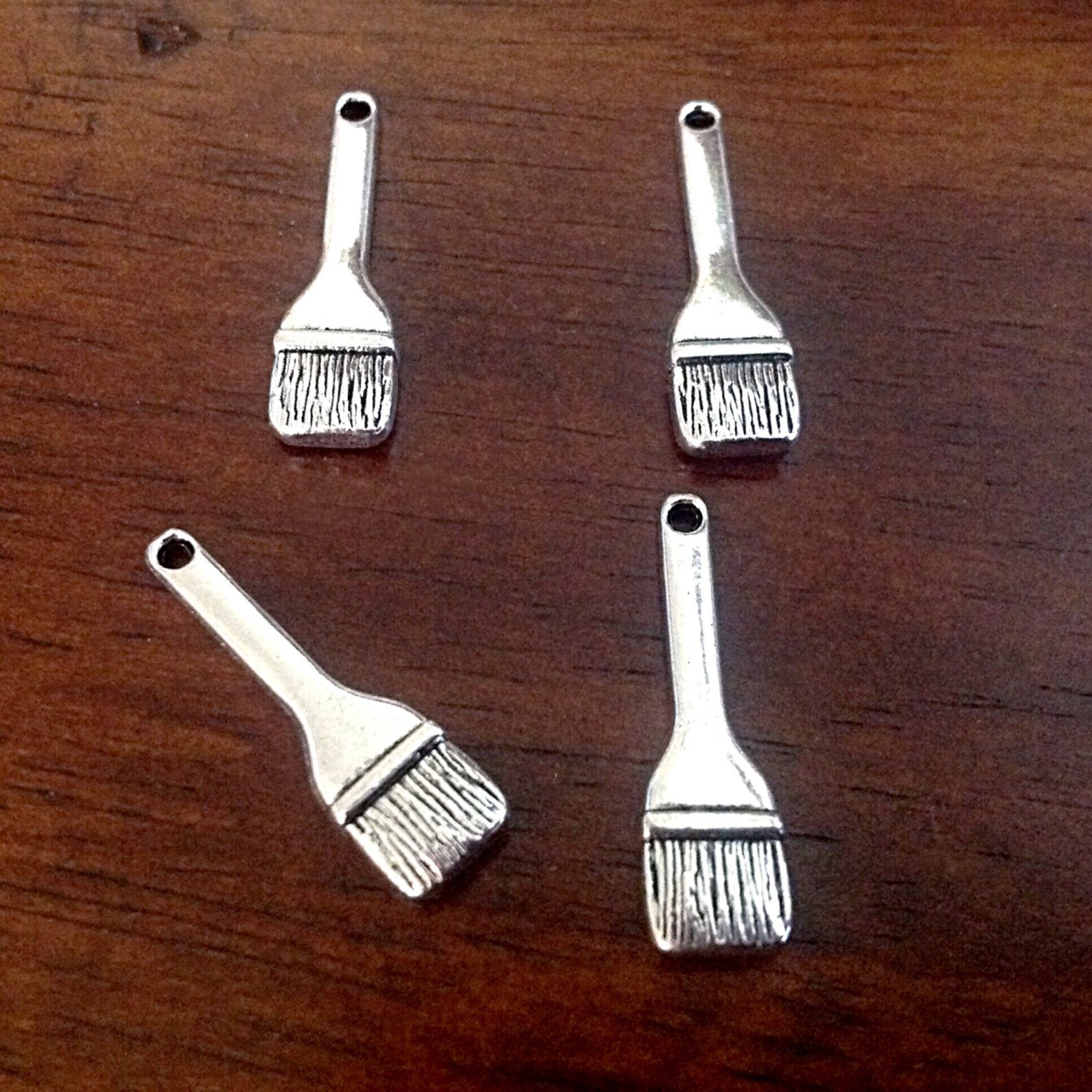 12 Paint Brush Charms Antique Silver Charms Paint Brush Etsy