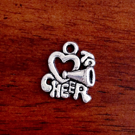 Bulk 30 Cheerleading Charms, Love to Cheer Charms, Cheer Charms, Cheerleader Charms, Sports Charms, Findings, Craft and Jewelry Supplies
