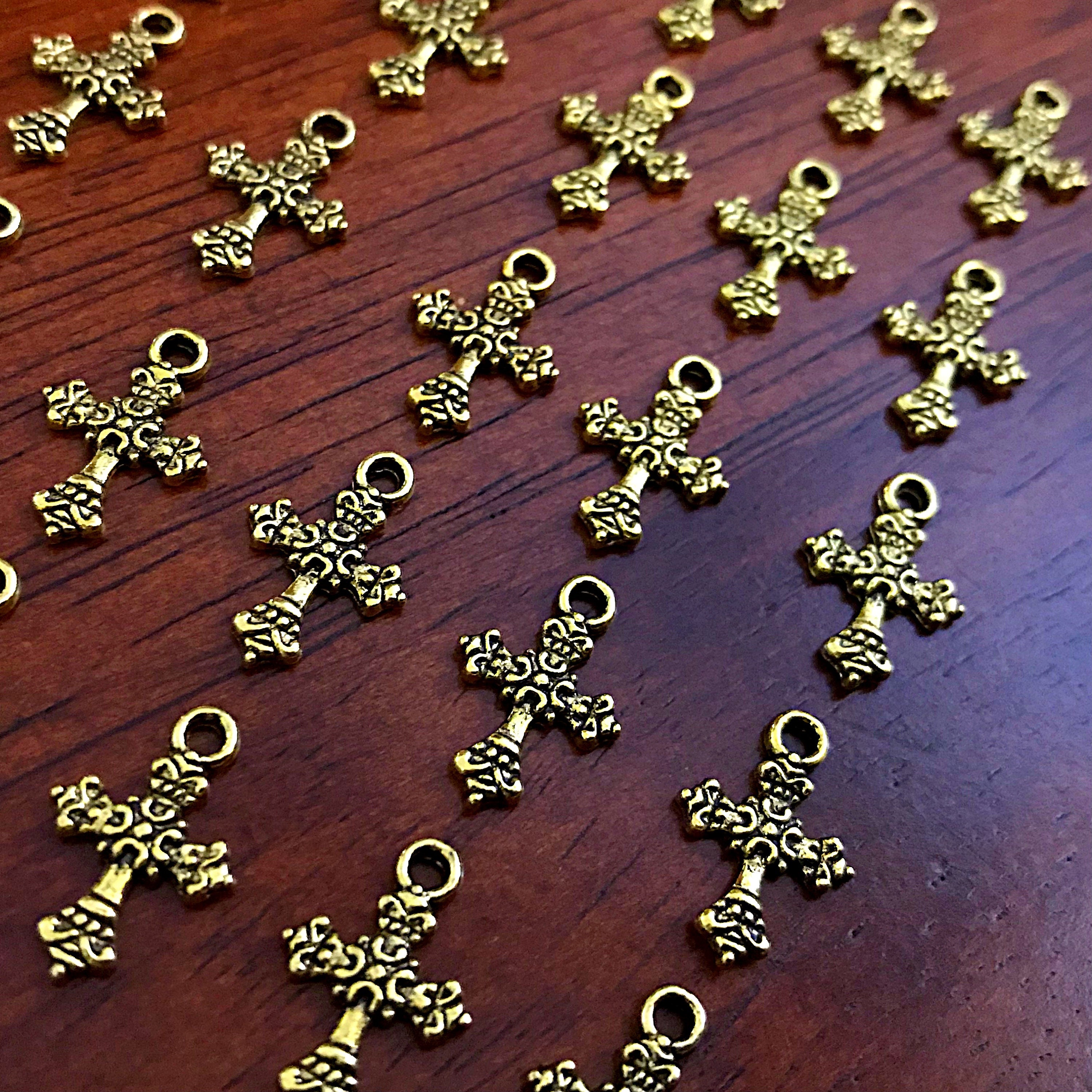 25pcs Gold Cross Charms Antique Gold Charms Tiny Cross Etsy