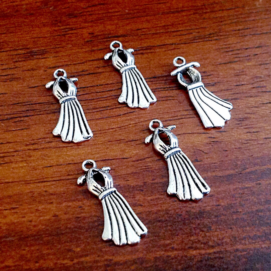 25pcs Dress Charms Antique Silver Charms Silver Dress Etsy