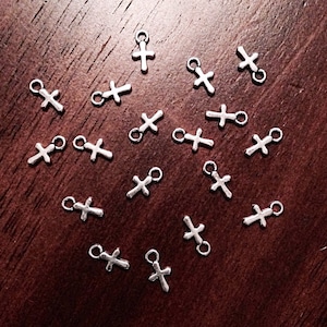 Cross Charms, 25pcs, Silver Cross Charm, Tiny Cross Charms, Christian Charms, Necklace Charms, Bracelet Charms, Findings image 3