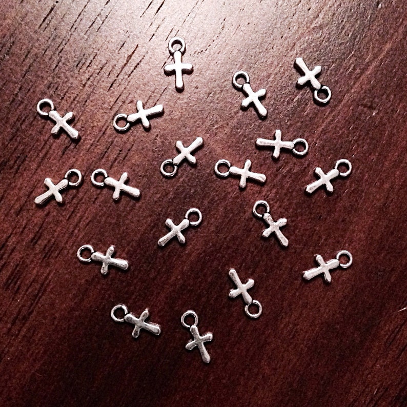 Cross Charms, 25pcs, Silver Cross Charm, Tiny Cross Charms, Christian Charms, Necklace Charms, Bracelet Charms, Findings image 3