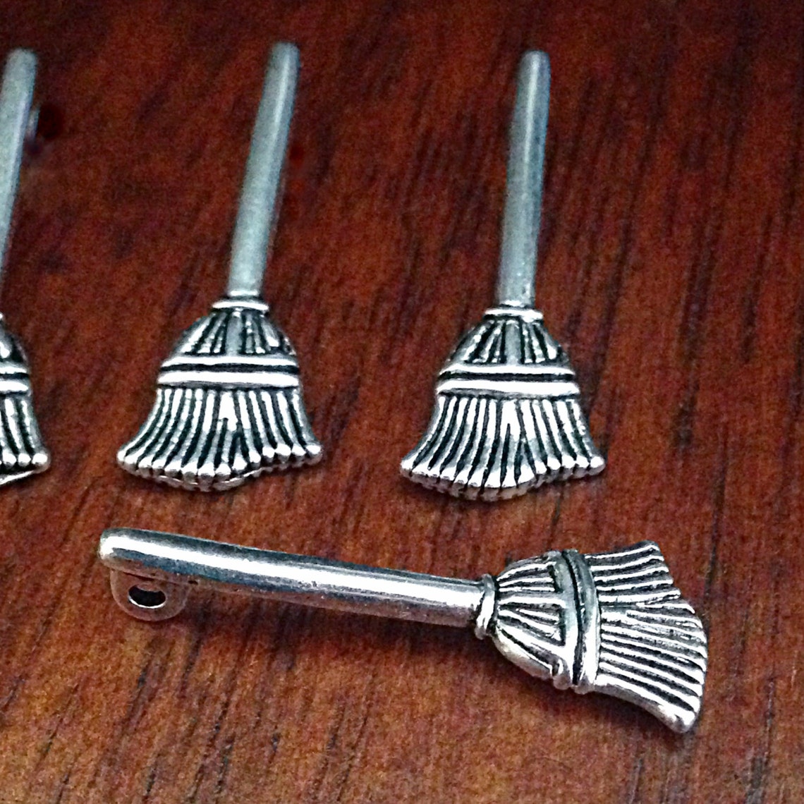 10 Broom Charms Antique Silver Broom Charms Halloween Etsy