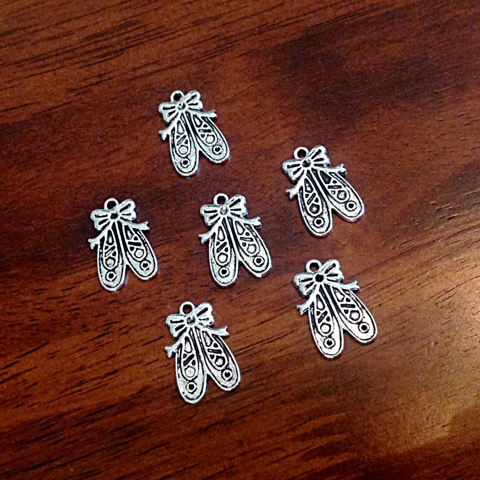 12 ballet shoes charms, antique silver charms, ballerina shoes charms, ballet shoe charms, craft and jewelry supplies, findings
