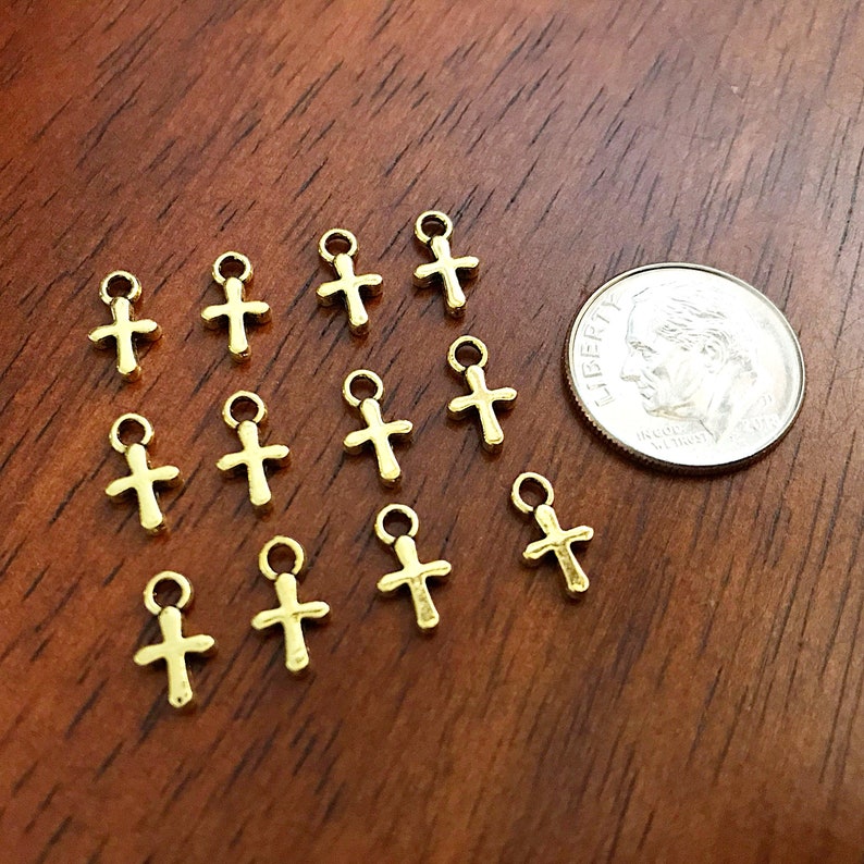 Cross Charms 50pcs Gold Tone Cross Charms Tiny Cross Charms Etsy